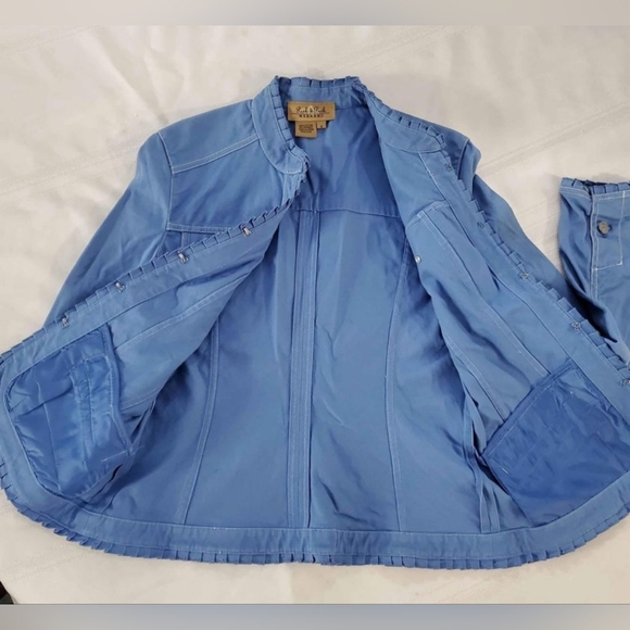 Blue Peck & Peck Weekend Ruffle Trim Hooked Closure Jacket Size 6 - Picture 8 of 8